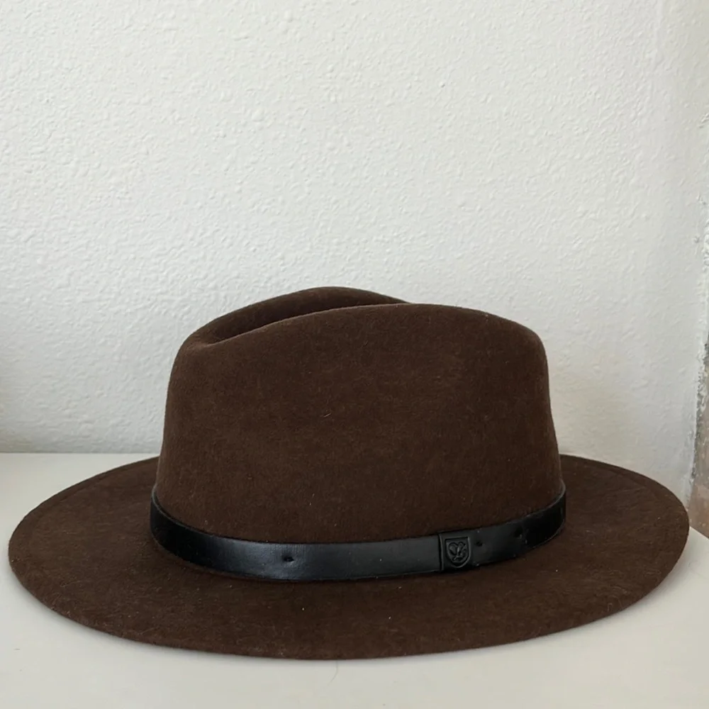 BRIXTON M 7 1/4 Messer Fedora Brown Black Wool Felt Hat Fall Winter Wear